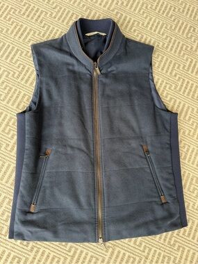 Men's Navy Quilted Zip Vest
